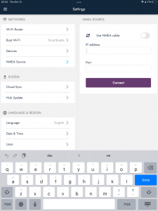 NMEA Source Selection Screen