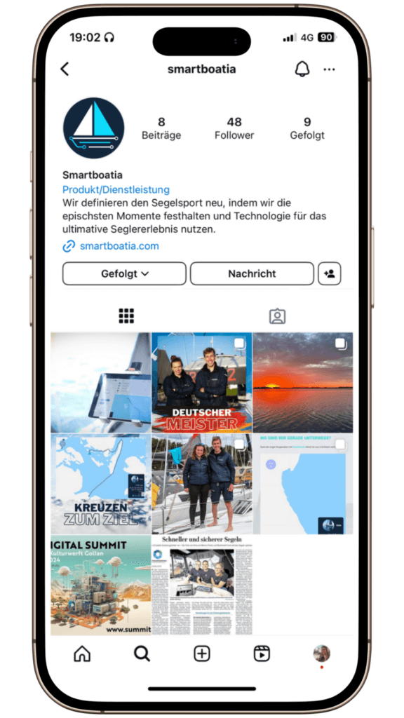 Handy mit Smartboatia instagram account